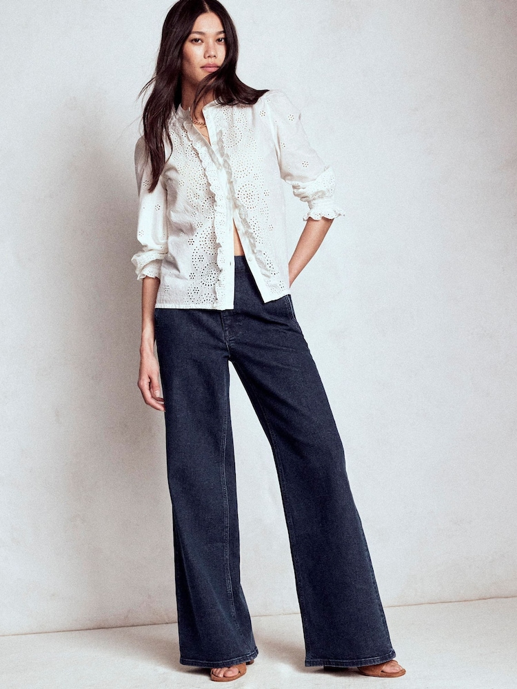 Boden Blue High Rise Clean Wide Jeans - Image 1 of 6 Boden Blue High Rise Clean Wide Jeans - Image 1 of 6