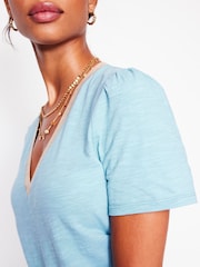Boden Blue Metallic Trim V-Neck T-Shirt - Image 2 of 5