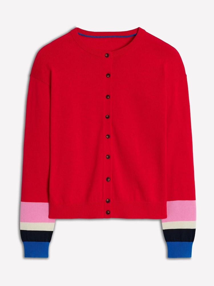 Boden Red Relaxed Lara Cotton Cardigan - Image 1 of 7
