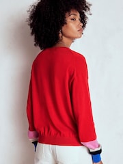 Boden Red Relaxed Lara Cotton Cardigan - Image 3 of 7