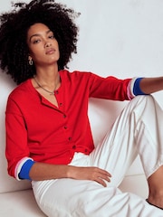Boden Red Relaxed Lara Cotton Cardigan - Image 4 of 7