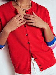 Boden Red Relaxed Lara Cotton Cardigan - Image 5 of 7