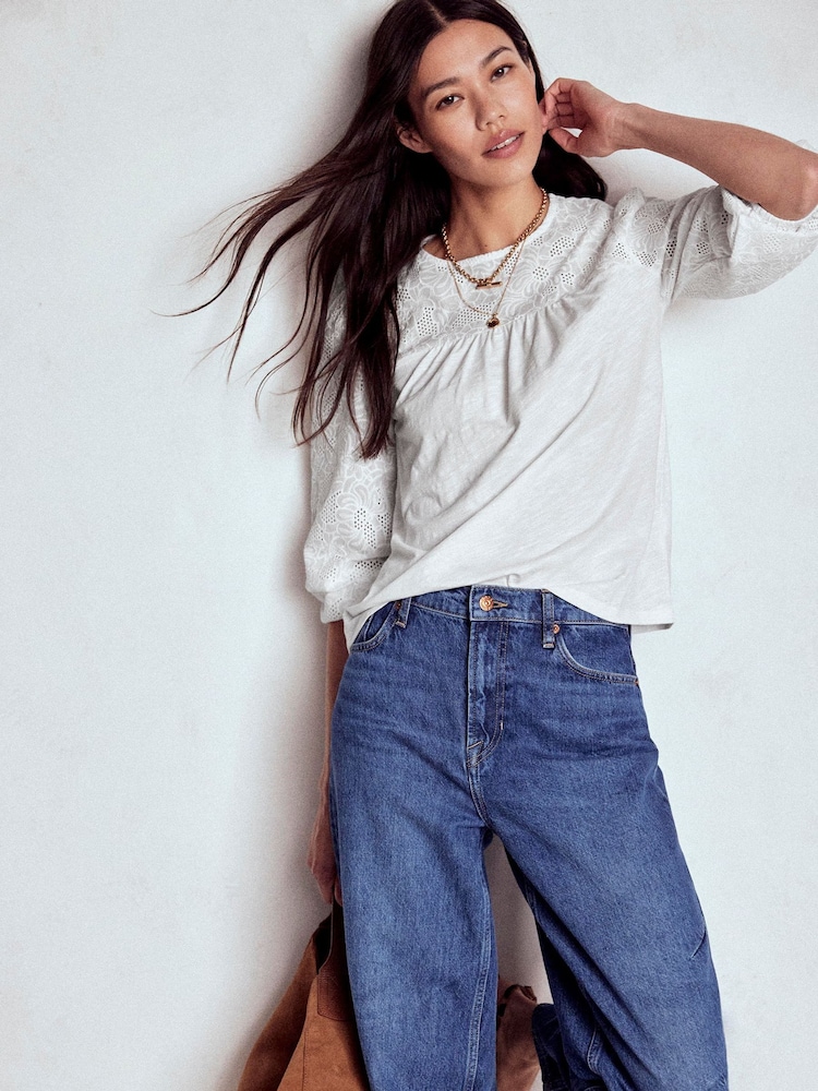 Boden White May Broderie Blouse - Image 1 of 5