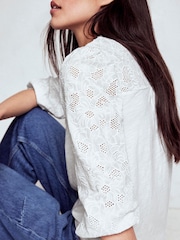 Boden White May Broderie Blouse - Image 2 of 5