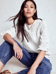 Boden White May Broderie Blouse - Image 4 of 5