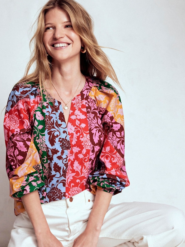 Boden Green Long Sleeve Notch Top - Image 1 of 6