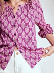 Boden Purple Isla Long Sleeve Jersey Blouse - Image 2 of 6