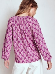 Boden Purple Isla Long Sleeve Jersey Blouse - Image 3 of 6