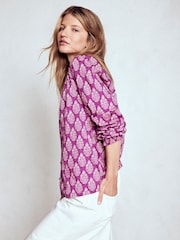 Boden Purple Isla Long Sleeve Jersey Blouse - Image 4 of 6