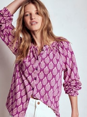 Boden Purple Isla Long Sleeve Jersey Blouse - Image 5 of 6