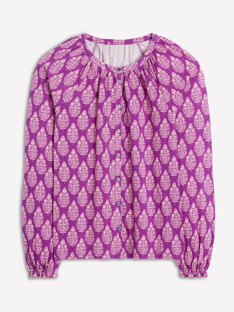 Boden Purple Isla Long Sleeve Jersey Blouse - Image 6 of 6 Boden Purple Isla Long Sleeve Jersey Blouse - Image 6 of 6