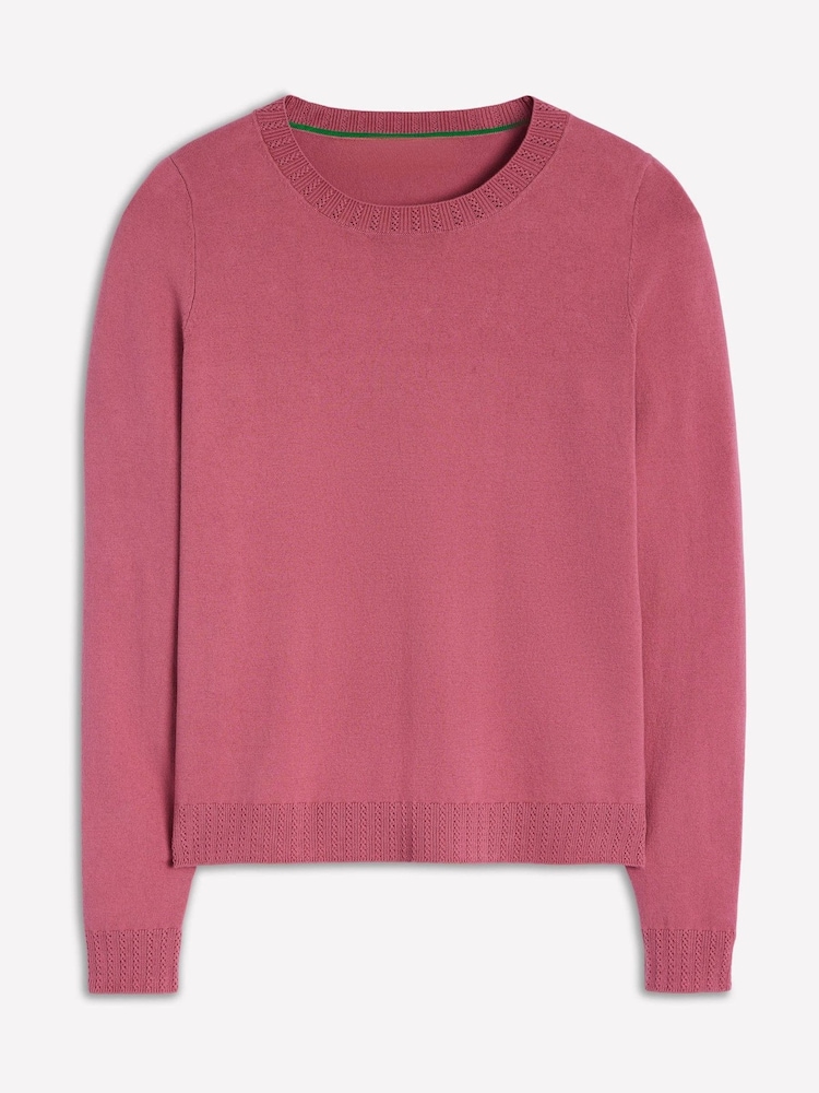 Boden Pink Emilia Cotton Crew Jumper - Image 1 of 6