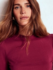 Boden Red Supersoft Frill Detail Top - Image 5 of 6
