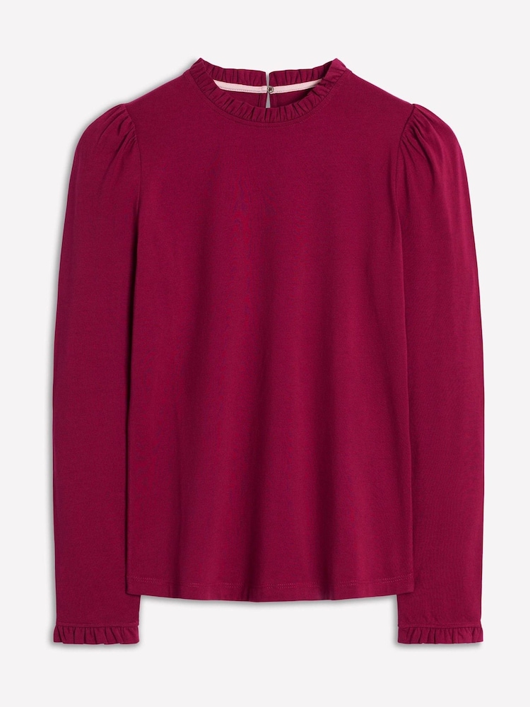 Boden Red Supersoft Frill Detail Top - Image 6 of 6 Boden Red Supersoft Frill Detail Top - Image 6 of 6