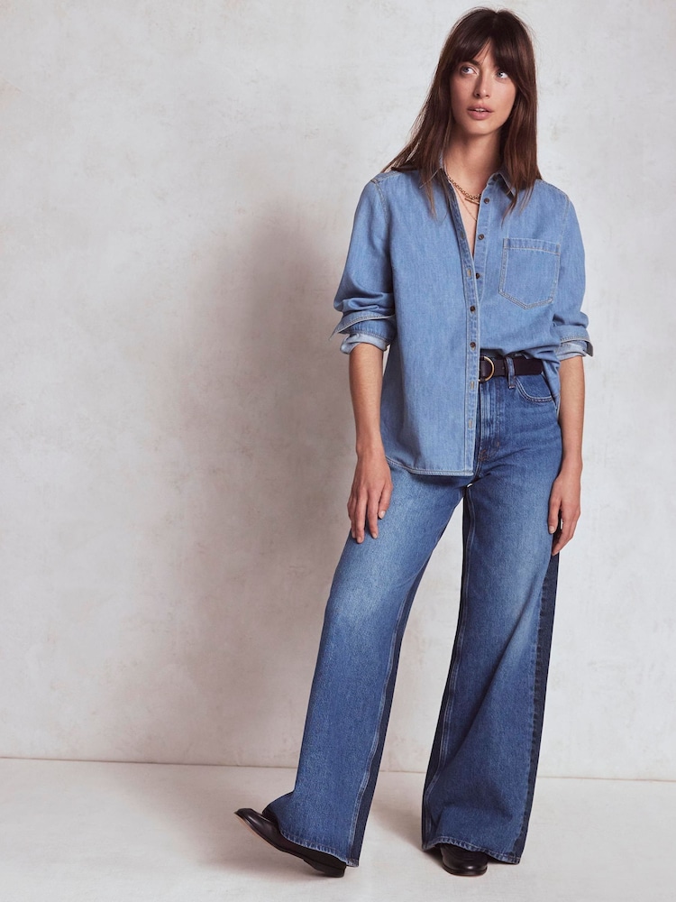 Boden Blue High Rise Wide Leg Jeans - Image 1 of 7 Boden Blue High Rise Wide Leg Jeans - Image 1 of 7