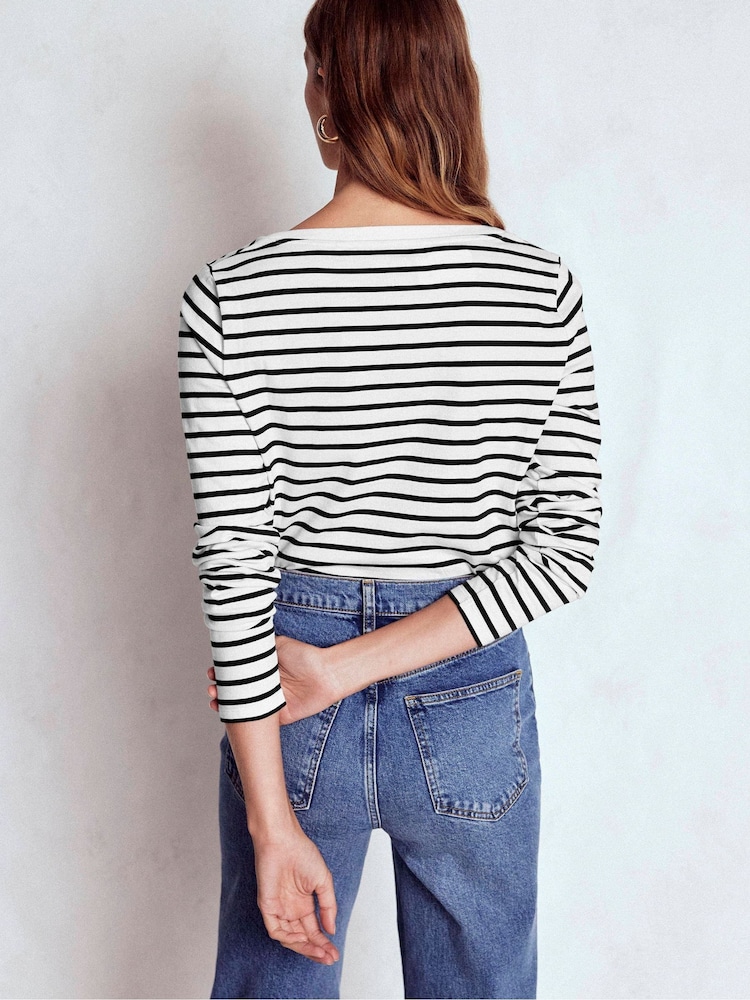 Boden Black Olivia Long Sleeve Breton T-Shirt - Image 2 of 5