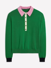 Boden Green Relaxed Lara Cotton Henley Jumper - Image 5 of 6