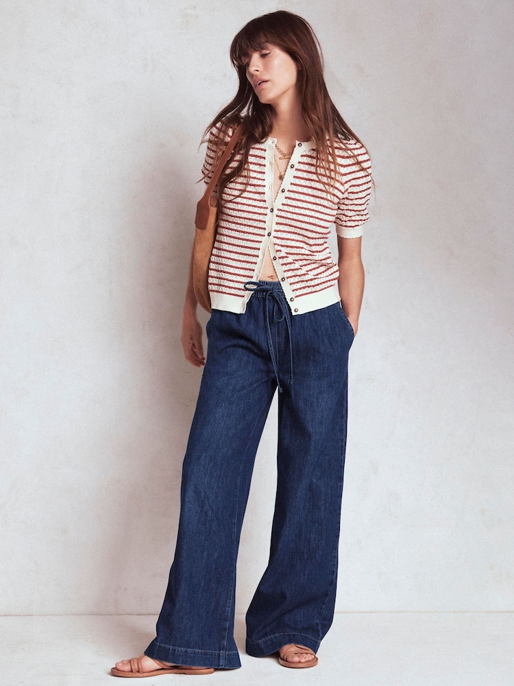 Boden Blue Drawcord Denim Trousers - Image 1 of 1 Boden Blue Drawcord Denim Trousers - Image 1 of 1