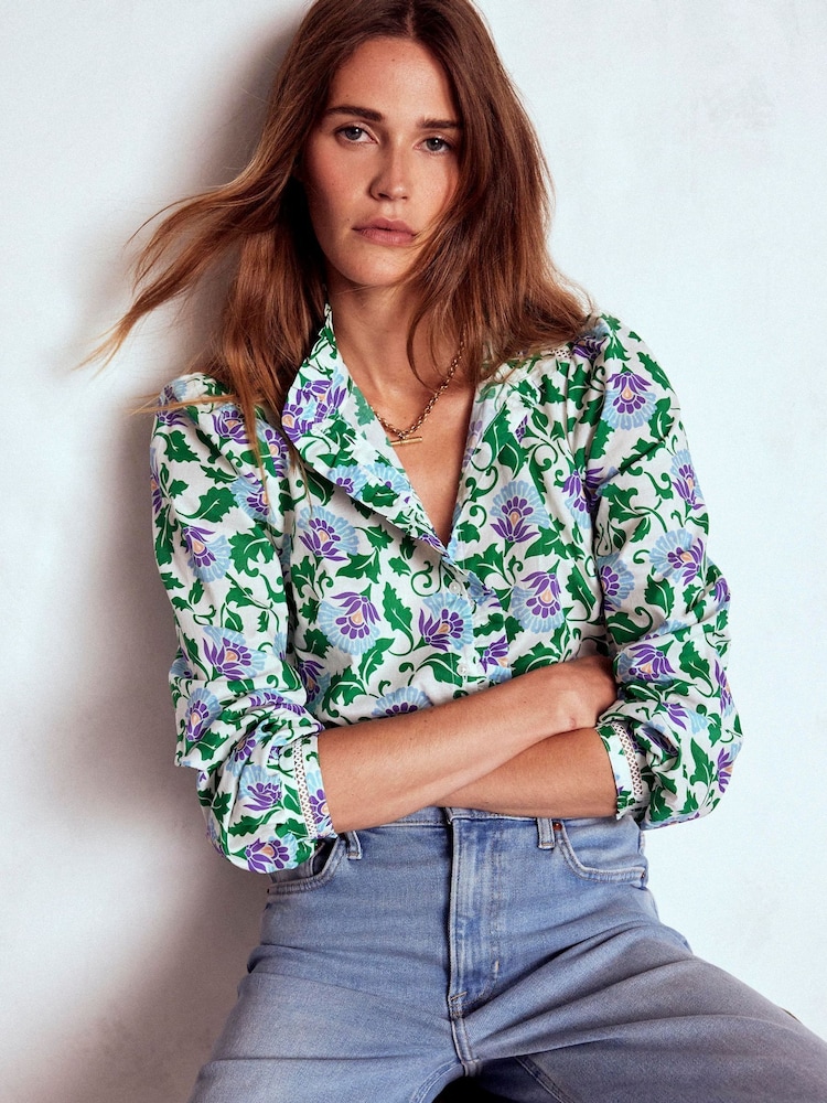 Boden Green Helena Cotton Top - Image 1 of 5