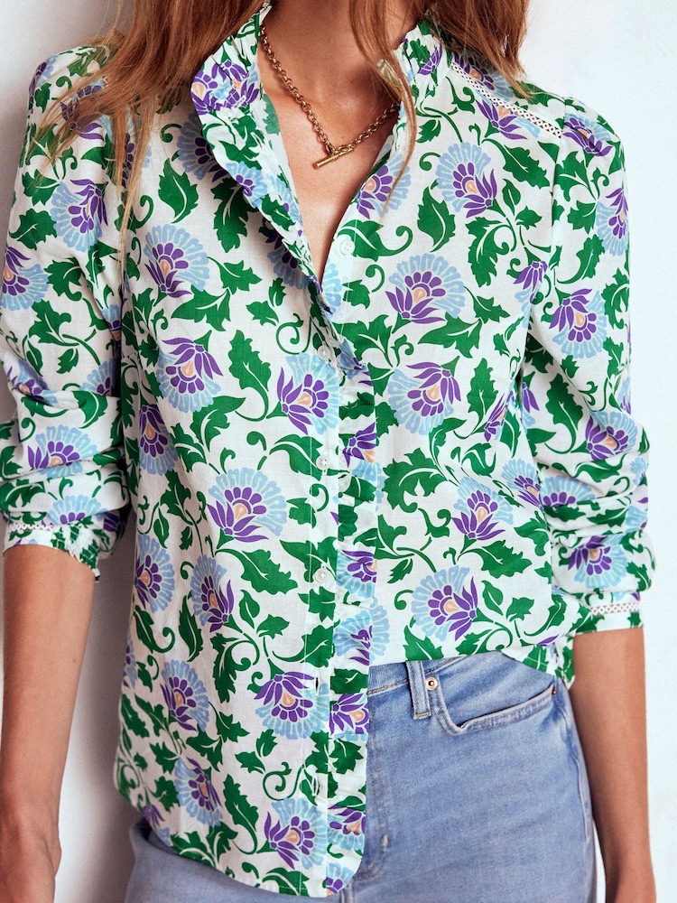Boden Green Helena Cotton Top - Image 2 of 5