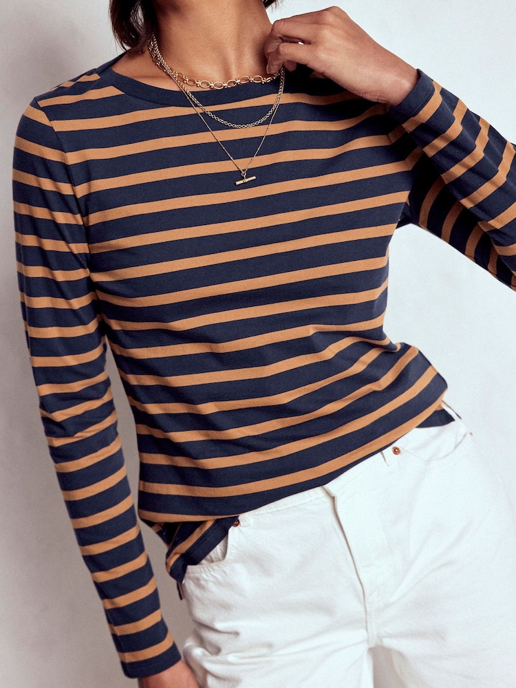 Boden Blue Olivia Long Sleeve Breton T-Shirt - Image 1 of 4 Boden Blue Olivia Long Sleeve Breton T-Shirt - Image 1 of 4