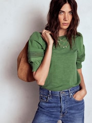 Boden Green Lottie Puff Sleeve Top - Image 1 of 5