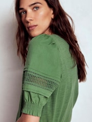Boden Green Lottie Puff Sleeve Top - Image 2 of 5