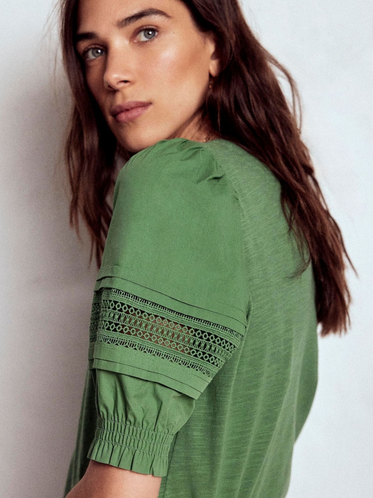Boden Green Lottie Puff Sleeve Top - Image 2 of 5