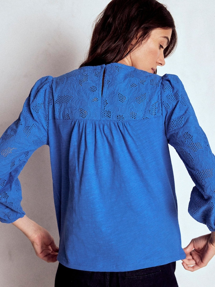 Boden Blue May Broderie Top - Image 2 of 4 Boden Blue May Broderie Top - Image 2 of 4