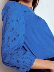 Boden Blue May Broderie Top - Image 3 of 4