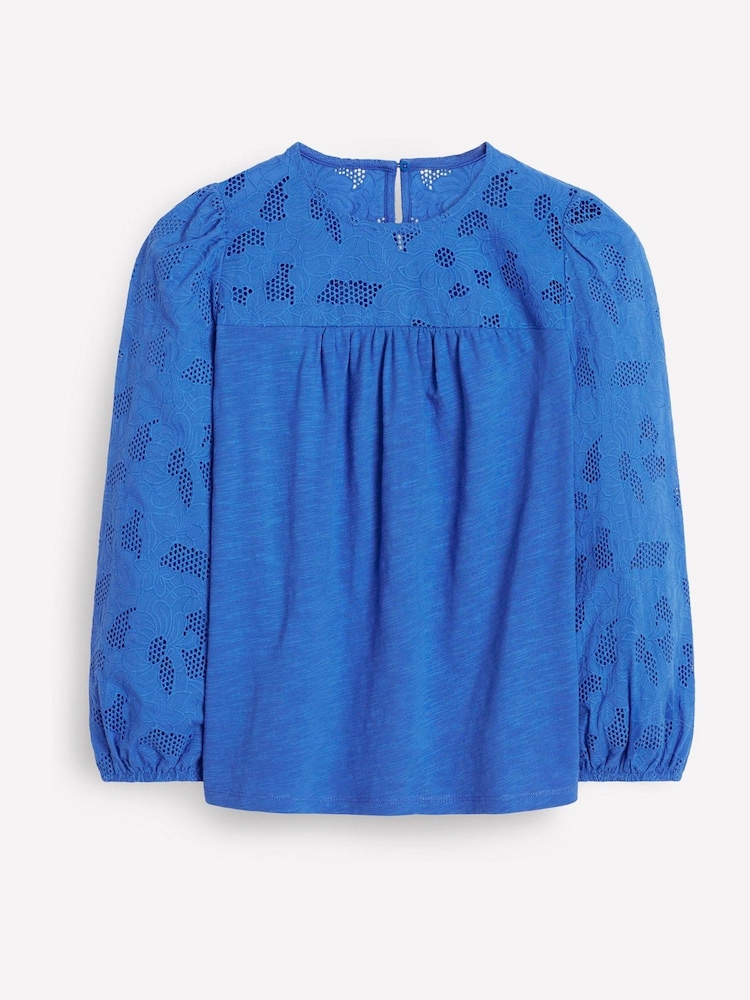 Boden Blue May Broderie Top - Image 4 of 4 Boden Blue May Broderie Top - Image 4 of 4