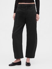 Gap Black Mid Rise Twill Barrel Trousers - Image 1 of 5