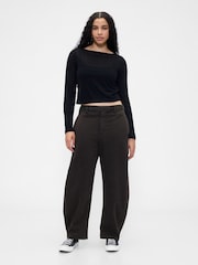 Gap Black Mid Rise Twill Barrel Trousers - Image 4 of 5
