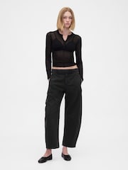 Gap Black Mid Rise Twill Barrel Trousers - Image 5 of 5