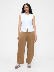 Gap Brown Mid Rise Twill Barrel Trousers - Image 4 of 5