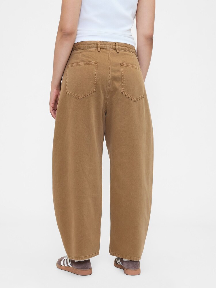 Gap Brown Mid Rise Twill Barrel Trousers - Image 5 of 5