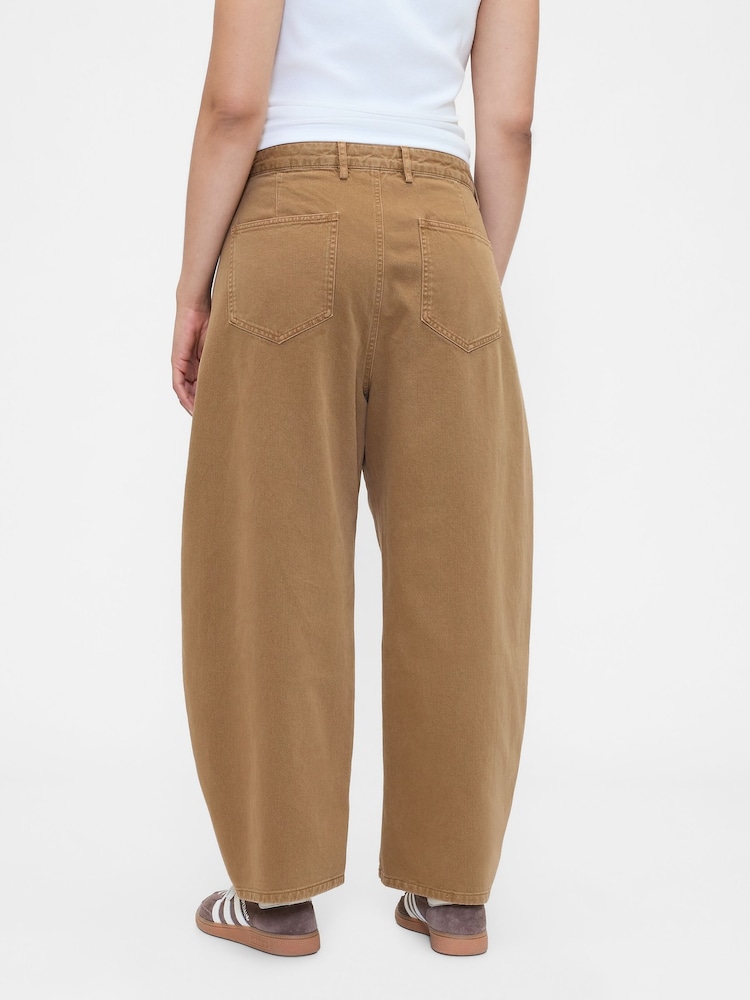 Gap Brown Mid Rise Twill Barrel Trousers - Image 5 of 5 Gap Brown Mid Rise Twill Barrel Trousers - Image 5 of 5