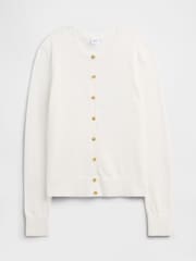 Weiß - Gap 100% Baumwolle Strickjacke mit Rundhalsausschnitt - Bild 4 von 5
