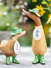 DCUK Green Floral Hat and Boots Duckling Wooden Ornament - Image 1 of 4