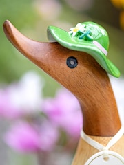 DCUK Green Floral Hat and Boots Duckling Wooden Ornament - Image 2 of 4