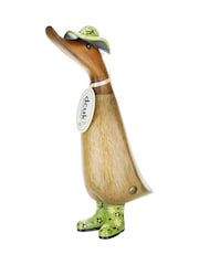 DCUK Green Floral Hat and Boots Duckling Wooden Ornament - Image 3 of 4