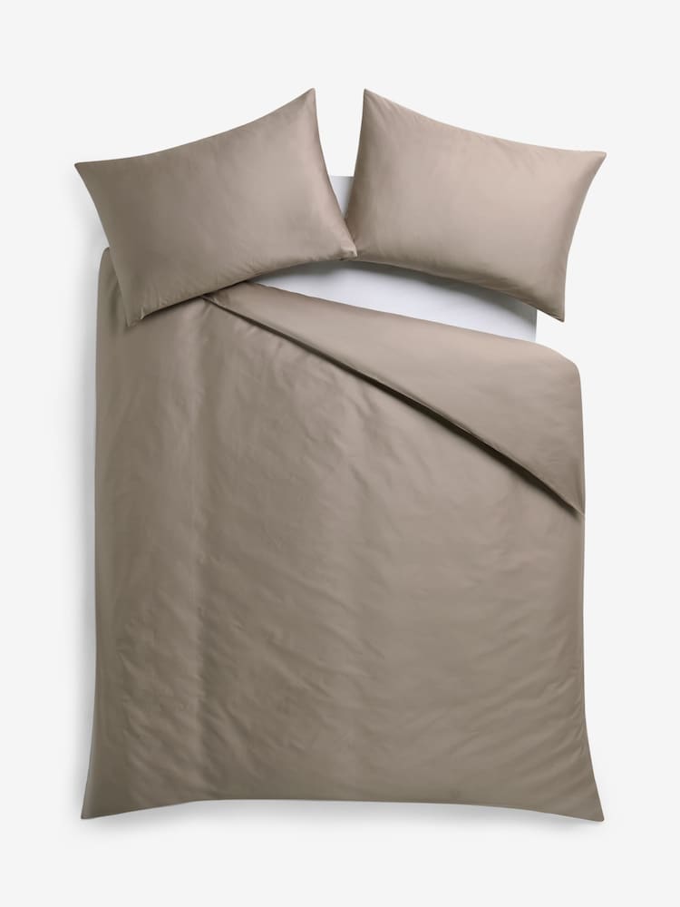 Dark Natural 400 Thread Count Egyptian Cotton Sateen Luxury Duvet Cover and Pillowcase Set - Image 4 of 4