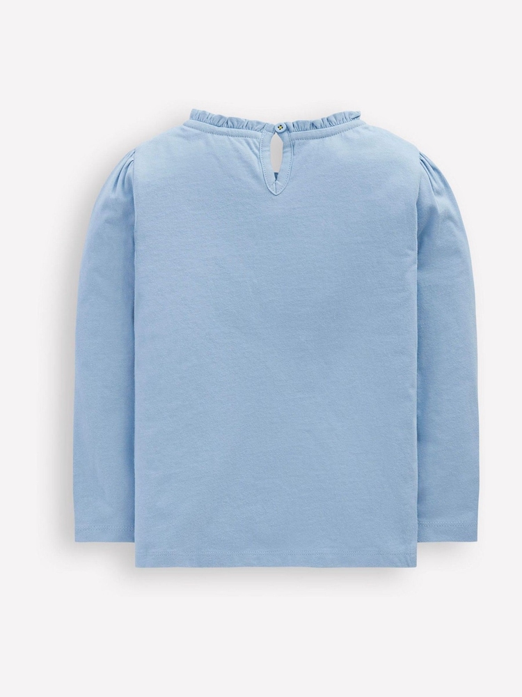 Boden Blue Frill Neck Appliqué T-shirt - Image 2 of 3