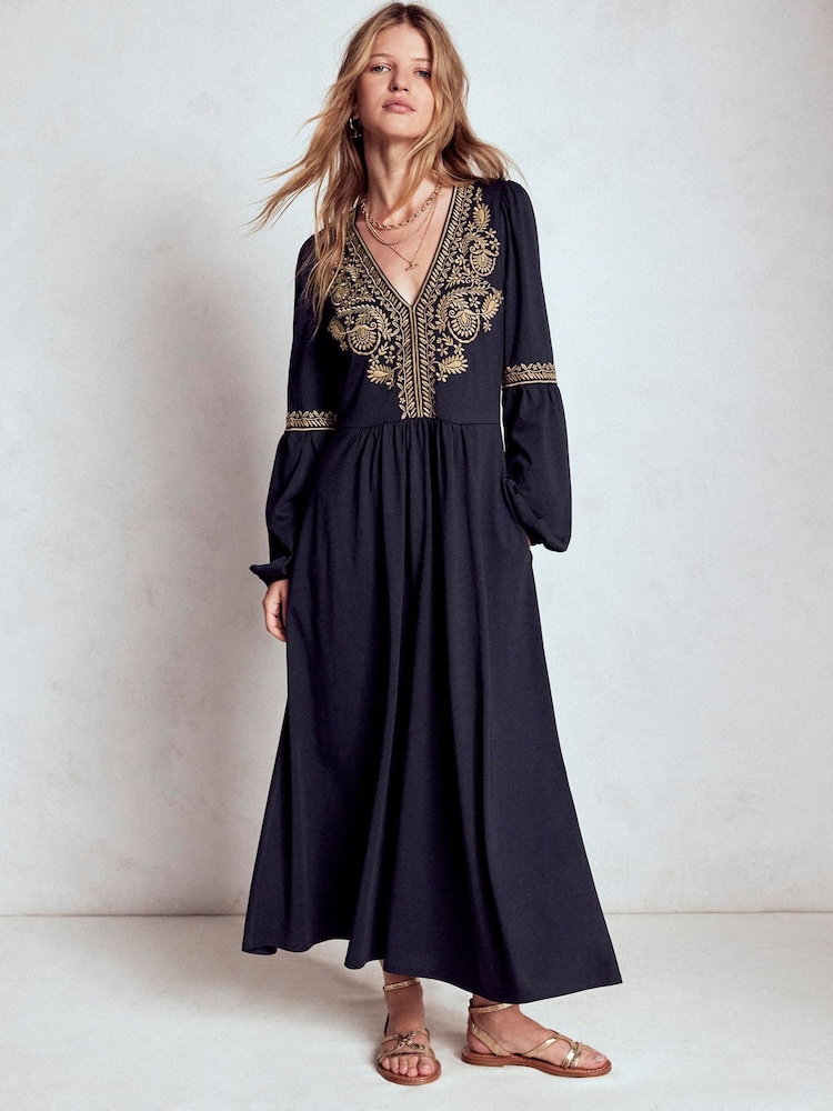 Buy Boden Blue V-Neck Blouson Midi Dress from Next USA