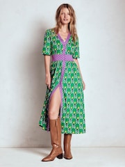 Boden Green Natalia Jersey Tea Dress - Image 6 of 7
