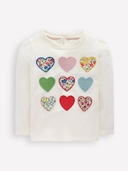 Boden Cream Frill Neck Appliqué T-shirt - Image 1 of 3