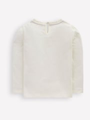Boden Cream Frill Neck Appliqué T-shirt - Image 2 of 3