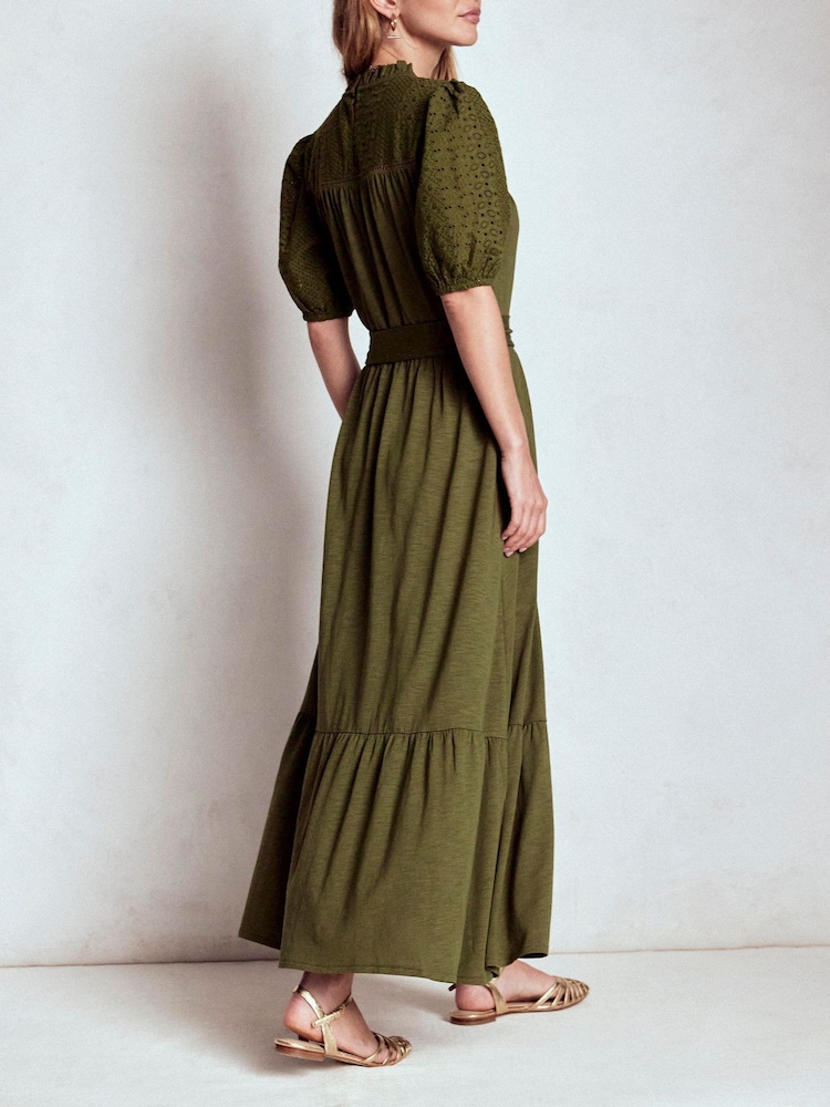 Boden Green Lorelei Broderie Jersey Dress - Image 2 of 7