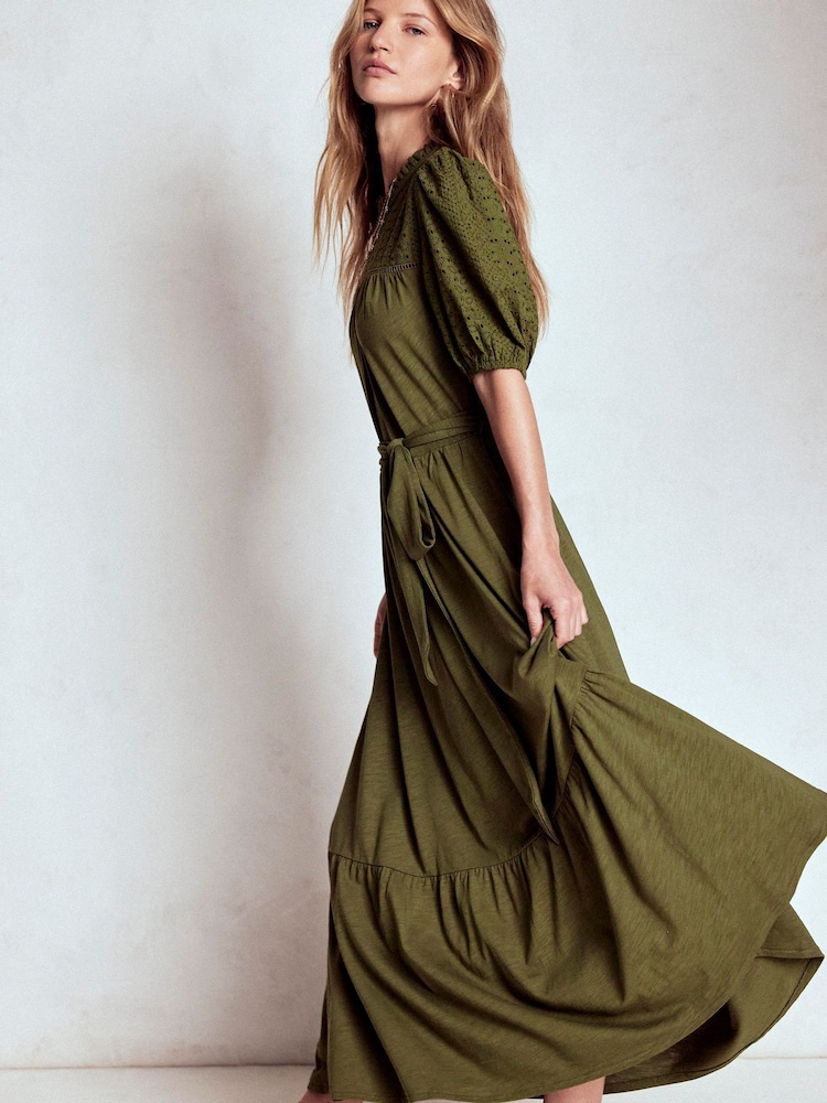 Buy Boden Green Lorelei Broderie Jersey Dress from Next USA