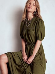 Boden Green Lorelei Broderie Jersey Dress - Image 5 of 7